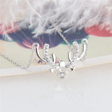 925 Silver Raindeer Zircon Pendant Necklace for Women