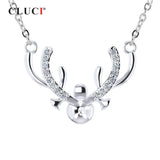 925 Silver Raindeer Zircon Pendant Necklace for Women
