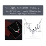 925 Silver Raindeer Zircon Pendant Necklace for Women