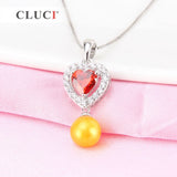 925 Silver Heart Shaped Red Zircon Pendant for Women