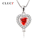 925 Silver Heart Shaped Red Zircon Pendant for Women