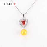 925 Silver Heart Shaped Red Zircon Pendant for Women