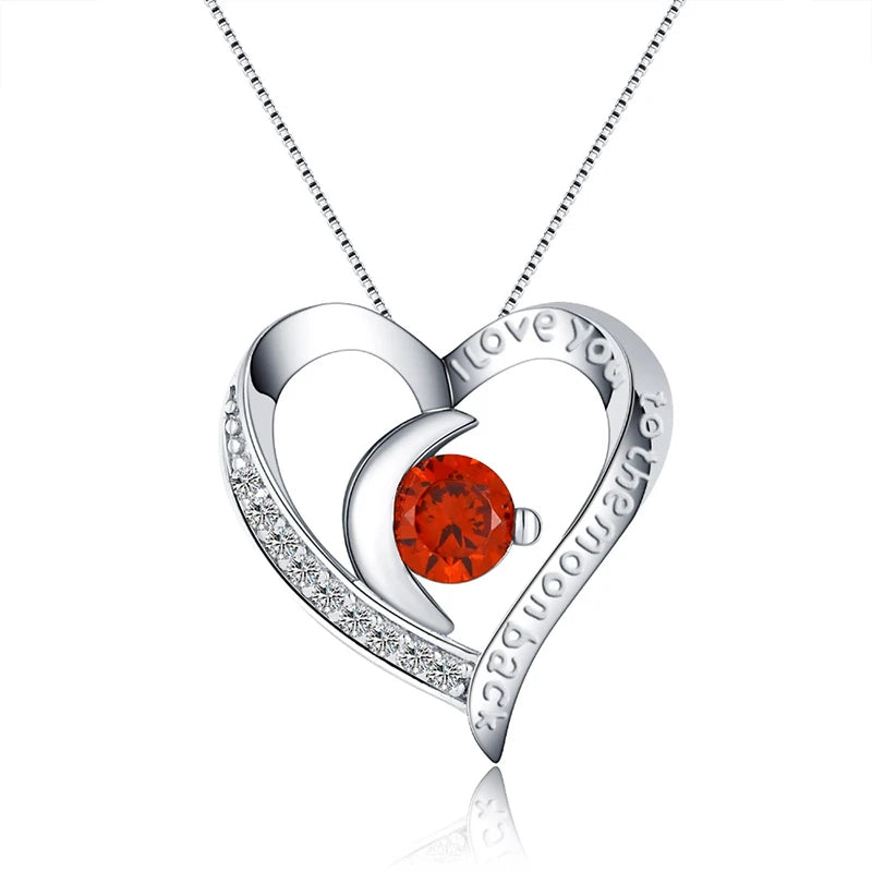 Sterling Silver Red Heart Pendant Gift for Women Valentine