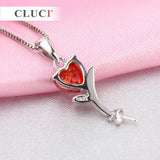 925 Silver Red Heart Zircon Pendant Necklace Jewelry SP071SB