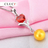925 Silver Red Heart Zircon Pendant Necklace Jewelry SP071SB
