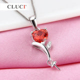 925 Silver Red Heart Zircon Pendant Necklace Jewelry SP071SB