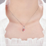 Silver 925 Red Oval Pendant for Women Valentine Sterling Silver Charms Pendant