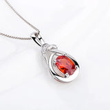 Silver 925 Red Oval Pendant for Women Valentine Sterling Silver Charms Pendant
