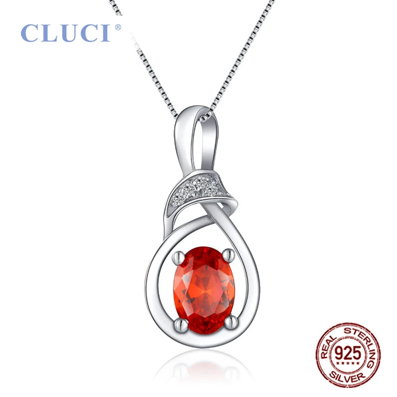 Silver 925 Red Oval Pendant for Women Valentine Sterling Silver Charms Pendant