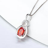 Silver 925 Red Oval Pendant for Women Valentine Sterling Silver Charms Pendant