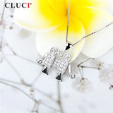 Silver 925 Robot Shape Charms Pendant Necklace SP399SB