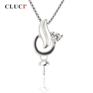 Sterling Silver Pearl Ring Mounting Zircon Jewelry Women Pendant