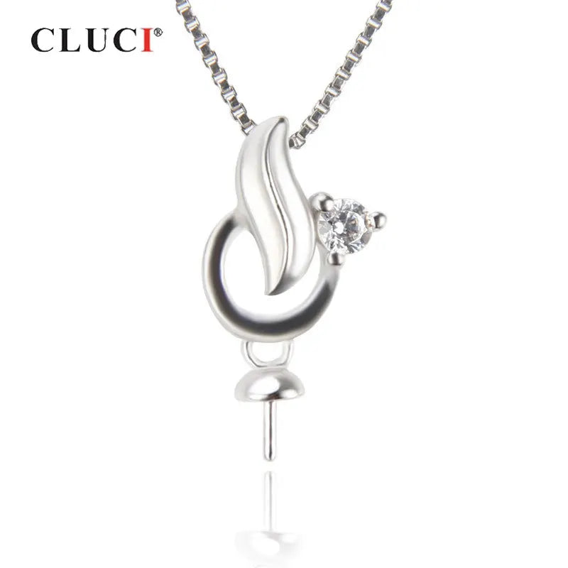 Sterling Silver Pearl Ring Mounting Zircon Jewelry Women Pendant