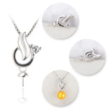 Sterling Silver Pearl Ring Mounting Zircon Jewelry Women Pendant