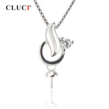 Sterling Silver Pearl Ring Mounting Zircon Jewelry Women Pendant