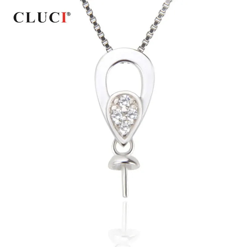 925 Silver Pearl Ring Mounting Zircon Women Pendant Jewelry