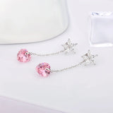 Silver 925 Pink Heart Zircon Drop Earrings DE010SB