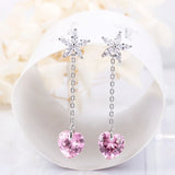 Silver 925 Pink Heart Zircon Drop Earrings DE010SB