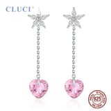 Silver 925 Pink Heart Zircon Drop Earrings DE010SB
