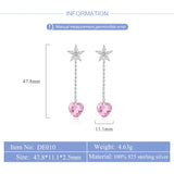 Silver 925 Pink Heart Zircon Drop Earrings DE010SB