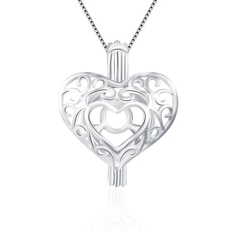 925 Silver Heart Wish Pearl Cage Locket SC105SB