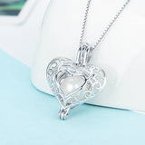 925 Silver Heart Wish Pearl Cage Locket SC105SB