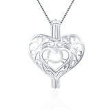 925 Silver Heart Wish Pearl Cage Locket SC105SB