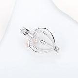 925 Silver Rose Locket Heart Zircon Butterfly Pearl Pendant
