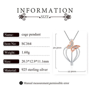 925 Silver Rose Locket Heart Zircon Butterfly Pearl Pendant