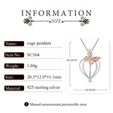 925 Silver Rose Locket Heart Zircon Butterfly Pearl Pendant