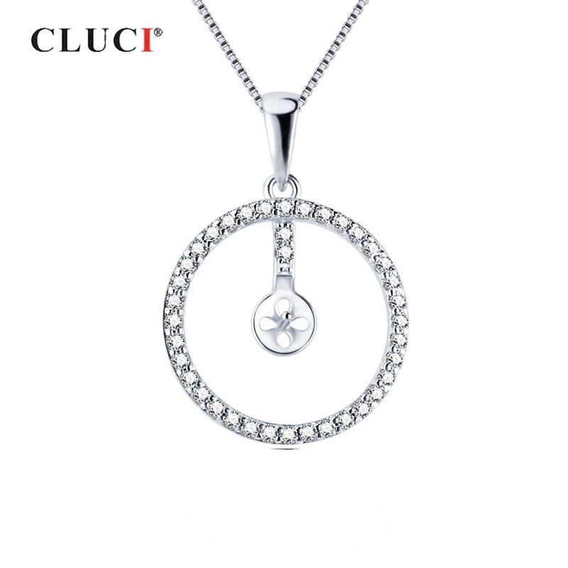 925 Silver Round Zircon Pendant for Necklace SP411