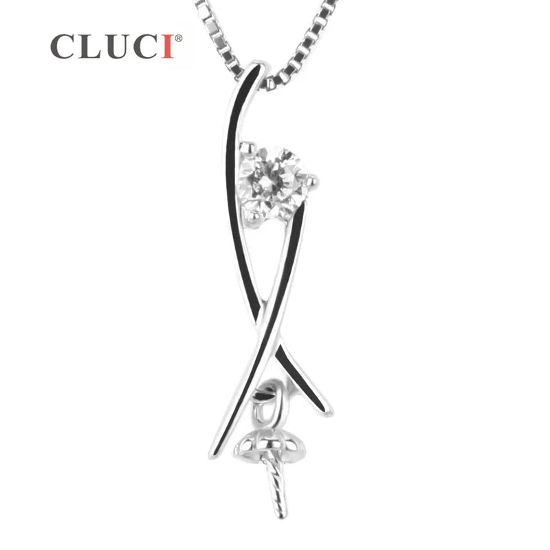 Silver 925 Zircon Pearl Pendant Mounting Jewelry SP131SB