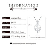 925 Silver Star Ball Pearl Locket Cage Pendant for Women