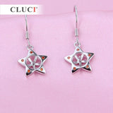 925 Silver Star Zircon & Pearl Drop Earrings Women Fine Jewelry