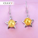 925 Silver Star Zircon & Pearl Drop Earrings Women Fine Jewelry