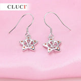 925 Silver Star Zircon & Pearl Drop Earrings Women Fine Jewelry