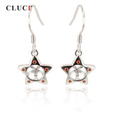 925 Silver Star Zircon & Pearl Drop Earrings Women Fine Jewelry