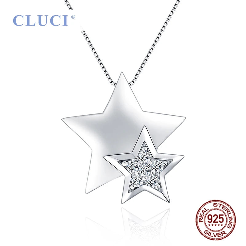 925 Silver Star Pendant with Zircon for Necklace Jewelry Making