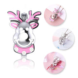 925 Sterling Pink Reindeer Cage Pendant Christmas Gift SC337SB