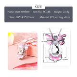925 Sterling Pink Reindeer Cage Pendant Christmas Gift SC337SB