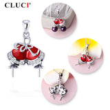 925 Sterling Silver Zircon Red Christmas Pendant for Women SP377SB