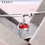 925 Sterling Silver Zircon Red Christmas Pendant for Women SP377SB