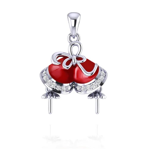 925 Sterling Silver Zircon Red Christmas Pendant for Women SP377SB
