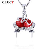 925 Sterling Silver Zircon Red Christmas Pendant for Women SP377SB