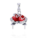 925 Sterling Silver Zircon Red Christmas Pendant for Women SP377SB