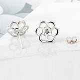 925 Silver Flower Stud Earrings for Women FSE68SB