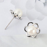925 Silver Flower Stud Earrings for Women FSE68SB