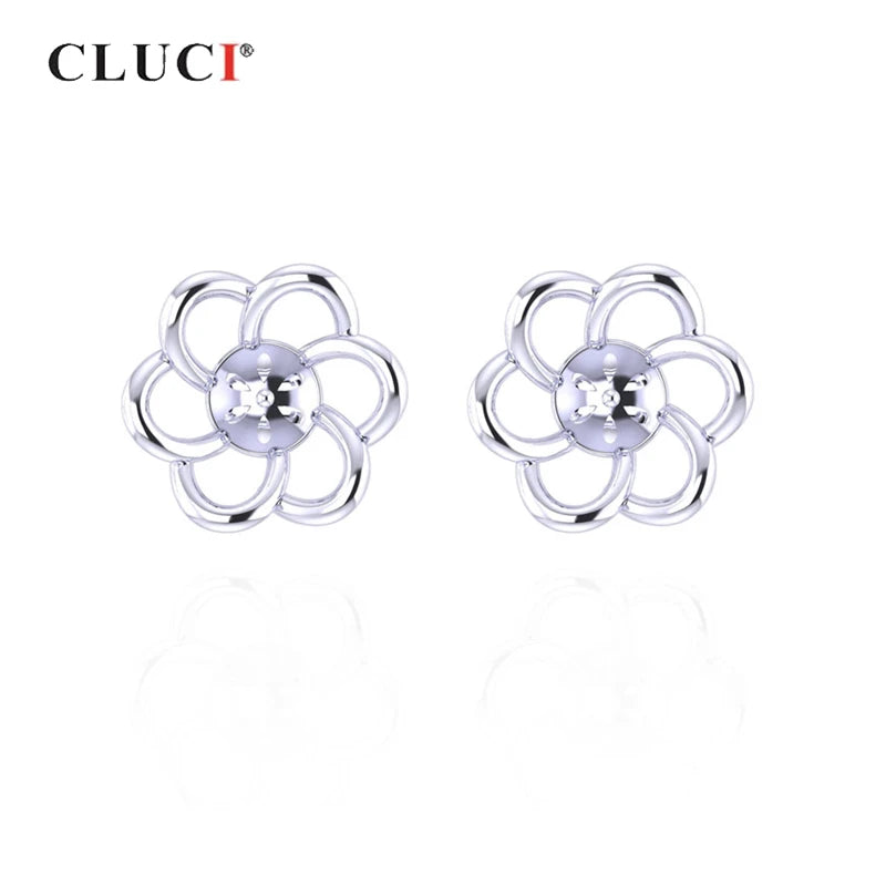 925 Silver Flower Stud Earrings for Women FSE68SB
