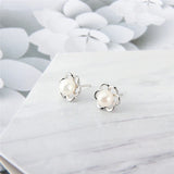 925 Silver Flower Stud Earrings for Women FSE68SB
