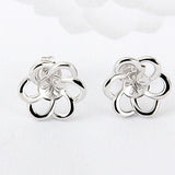 925 Silver Flower Stud Earrings for Women FSE68SB